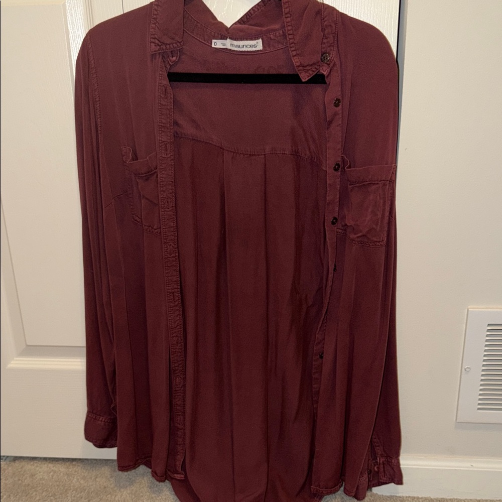 Maurices Deep Burgundy Button-Down Shirt
